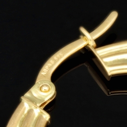 Tricolor Creolen – Dreifachreifen mit schimmernden, beweglichen Plättchen aus 585er 14K Gold (Gelbgold, Roségold und Weißgold)