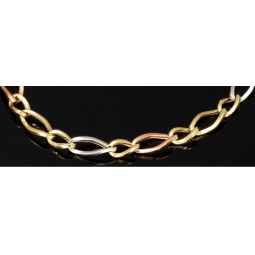 Exklusives Armband aus 585er (14k) Tricolor Gold (Gelbgold, Roségold und Weißgold) -  ca. 20cm, ca.  5,5mm