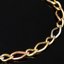 Exklusives Armband aus 585er (14k) Tricolor Gold (Gelbgold, Roségold und Weißgold) -  ca. 20cm, ca.  5,5mm