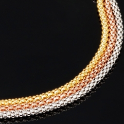 Dreireihiges 14K Tricolor Gold-Armband – Eleganz in drei Goldtönen 585er (14k) Gelbgold, Roségold und Weißgold ca. 19cm lang