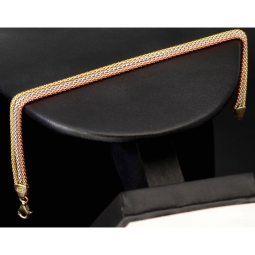 Dreireihiges 14K Tricolor Gold-Armband – Eleganz in drei Goldtönen 585er (14k) Gelbgold, Roségold und Weißgold ca. 19cm lang