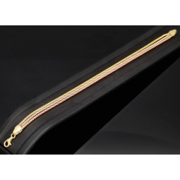 Dreireihiges 14K Tricolor Gold-Armband – Eleganz in drei Goldtönen 585er (14k) Gelbgold, Roségold und Weißgold ca. 19cm lang