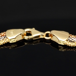 Dreireihiges 14K Tricolor Gold-Armband – Eleganz in drei Goldtönen 585er (14k) Gelbgold, Roségold und Weißgold ca. 19cm lang