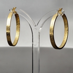 Creolen aus 14 Karat 585 Gold mit feinem Greco-Muster – zeitlos & stilvoll