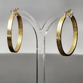 Creolen aus 14 Karat 585 Gold mit feinem Greco-Muster – zeitlos & stilvoll