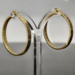 Creolen aus 14 Karat 585 Gold mit feinem Greco-Muster – zeitlos & stilvoll