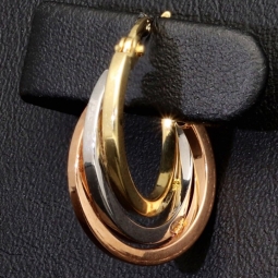 Tricolor Gold-Creolen – Eleganz in drei Goldtönen aus 585er 14K Gold (Gelbgold, Roségold und Weißgold)