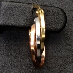 Tricolor Gold-Creolen – Eleganz in drei Goldtönen aus 585er 14K Gold (Gelbgold, Roségold und Weißgold)