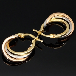 Tricolor Gold-Creolen – Eleganz in drei Goldtönen aus 585er 14K Gold (Gelbgold, Roségold und Weißgold)
