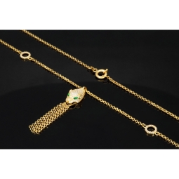 Exklusive Goldkette / Collier mit Pantherkopf-Anhänger mit Zirkoniabesatz aus 14K 585 Gold (Gelbgold)