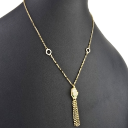 Exklusive Goldkette / Collier mit Pantherkopf-Anhänger mit Zirkoniabesatz aus 14K 585 Gold (Gelbgold)