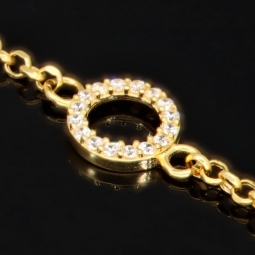 Exklusive Goldkette / Collier mit Pantherkopf-Anhänger mit Zirkoniabesatz aus 14K 585 Gold (Gelbgold)