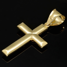 Edler, filigran gearbeiteter Kreuz-Anhänger mit Jesusfigur aus 14k (585) Bicolor-Gold – glänzendes Gelbgold mit fein akzentuiertem Weißgold