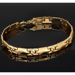 Luxuriöses Gold-Armband aus 14K 585er Gelbgold – halb matt, halb poliert (ca. 23 cm Länge und ca. 8mm Breite)
