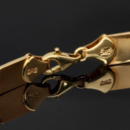 Luxuriöses Gold-Armband aus 14K 585er Gelbgold – halb matt, halb poliert (ca. 23 cm Länge und ca. 8mm Breite)