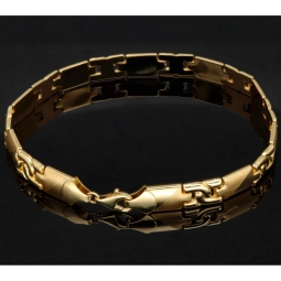Luxuriöses Gold-Armband aus 14K 585er Gelbgold – halb matt, halb poliert (ca. 23 cm Länge und ca. 8mm Breite)