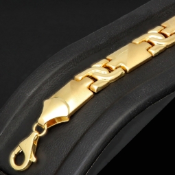 Luxuriöses Gold-Armband aus 14K 585er Gelbgold – halb matt, halb poliert (ca. 23 cm Länge und ca. 8mm Breite)