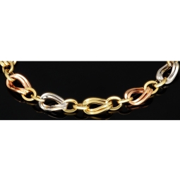Feines Tricolor-Goldarmband für Damen – zeitlos elegant aus 585er (14k) Gold (Gelbgold, Roségold und Weißgold) ca. 20,5cm ca. 7,5mm