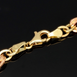 Feines Tricolor-Goldarmband für Damen – zeitlos elegant aus 585er (14k) Gold (Gelbgold, Roségold und Weißgold) ca. 20,5cm ca. 7,5mm