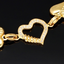 Längenverstellbares und verspieltes Herz-Armband aus 585 14K Gelbgold in ca. 18,5cm - 20 cm Länge mit Zirkoniabesatz