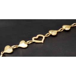 Längenverstellbares und verspieltes Herz-Armband aus 585 14K Gelbgold in ca. 18,5cm - 20 cm Länge mit Zirkoniabesatz