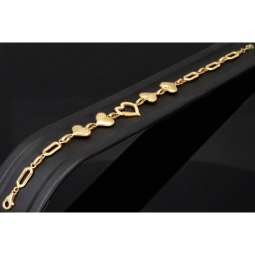 Längenverstellbares und verspieltes Herz-Armband aus 585 14K Gelbgold in ca. 18,5cm - 20 cm Länge mit Zirkoniabesatz