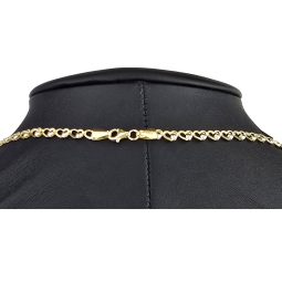 Funkelnde Goldkette für Damen in außergewöhnlichem Herz-Design aus hochwertigem Gold 585 / 14k (Bicolor Gelb- und Weißgold) ca. 50cm Länge, ca. 4mm