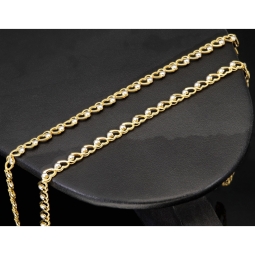 Funkelnde Goldkette für Damen in außergewöhnlichem Herz-Design aus hochwertigem Gold 585 / 14k (Bicolor Gelb- und Weißgold) ca. 50cm Länge, ca. 4mm