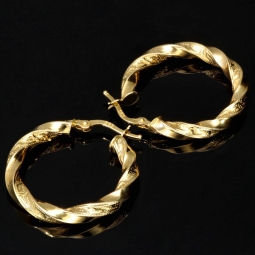 Edle Twist - Creolen in zeitlosem, filigranen Greco - Design aus hochwertigem 585er / 14K Gold