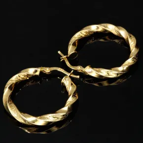 Edle Twist - Creolen in zeitlosem, filigranen Greco - Design aus hochwertigem 585er / 14K Gold