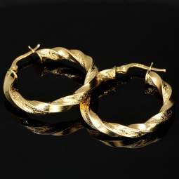 Edle Twist - Creolen in zeitlosem, filigranen Greco - Design aus hochwertigem 585er / 14K Gold