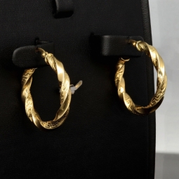 Edle Twist - Creolen in zeitlosem, filigranen Greco - Design aus hochwertigem 585er / 14K Gold