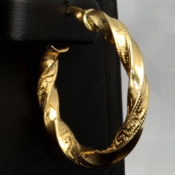 Edle Twist - Creolen in zeitlosem, filigranen Greco - Design aus hochwertigem 585er / 14K Gold