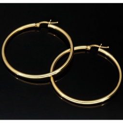Glänzende Creolen in klassischem, elegantem Design aus 14K 585 Gold glänzend poliert (Gelbgold)