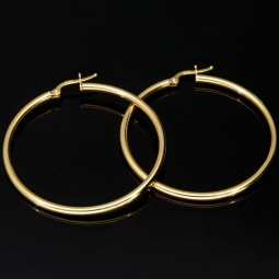 Glänzende Creolen in klassischem, elegantem Design aus 14K 585 Gold glänzend poliert (Gelbgold)
