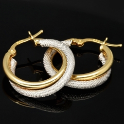 Elegante Doppel-Creolen aus 14K Bicolor-Gold – stilvoll & raffiniert