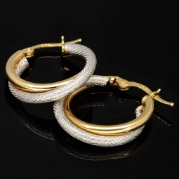 Elegante Doppel-Creolen aus 14K Bicolor-Gold – stilvoll & raffiniert