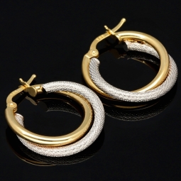 Elegante Doppel-Creolen aus 14K Bicolor-Gold – stilvoll & raffiniert
