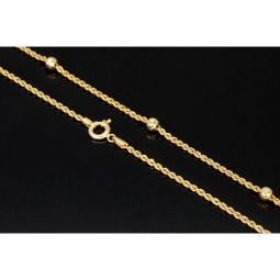 Außergewöhnliche Kordelkette mit dekorativen Goldkugeln in ca. 55cm Länge aus hochwertigem 14K 585 Gold ca. 2mm Breite