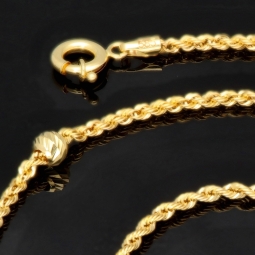 Außergewöhnliche Kordelkette mit dekorativen Goldkugeln in ca. 55cm Länge aus hochwertigem 14K 585 Gold ca. 2mm Breite