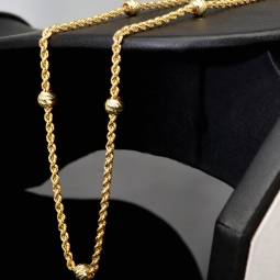 Außergewöhnliche Kordelkette mit dekorativen Goldkugeln in ca. 55cm Länge aus hochwertigem 14K 585 Gold ca. 2mm Breite