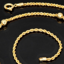 Außergewöhnliche Kordelkette mit dekorativen Goldkugeln in ca. 55cm Länge aus hochwertigem 14K 585 Gold ca. 2mm Breite