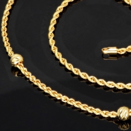 Außergewöhnliche Kordelkette mit dekorativen Goldkugeln in ca. 55cm Länge aus hochwertigem 14K 585 Gold ca. 2mm Breite