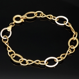 Edles Bicolor-Armband für Damen aus 14K 585 Gold (Gelb- und Weißgold) mit feiner Verarbeitung (ca. 21 cm Länge, ca. 1cm Breite)