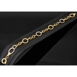 Edles Bicolor-Armband für Damen aus 14K 585 Gold (Gelb- und Weißgold) mit feiner Verarbeitung (ca. 21 cm Länge, ca. 1cm Breite)