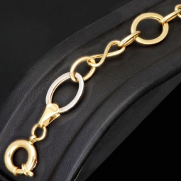 Edles Bicolor-Armband für Damen aus 14K 585 Gold (Gelb- und Weißgold) mit feiner Verarbeitung (ca. 21 cm Länge, ca. 1cm Breite)
