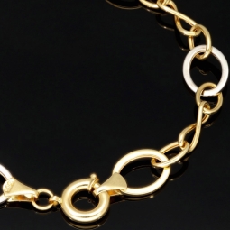 Edles Bicolor-Armband für Damen aus 14K 585 Gold (Gelb- und Weißgold) mit feiner Verarbeitung (ca. 21 cm Länge, ca. 1cm Breite)