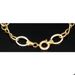 Edles Bicolor-Armband für Damen aus 14K 585 Gold (Gelb- und Weißgold) mit feiner Verarbeitung (ca. 21 cm Länge, ca. 1cm Breite)