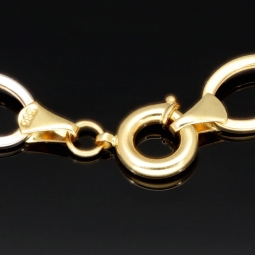 Edles Bicolor-Armband für Damen aus 14K 585 Gold (Gelb- und Weißgold) mit feiner Verarbeitung (ca. 21 cm Länge, ca. 1cm Breite)
