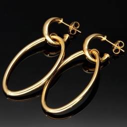Stilvolle Creolen-Ohrstecker aus funkelndem, polierten Gold (14K 585 Gelbgold)